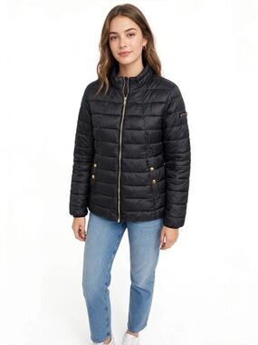 Women's Black Quilted Puffer Jacket - Lightweight Packable Coat